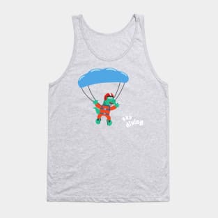 cartoon illustration of skydiving with litlle dinosaur Tank Top